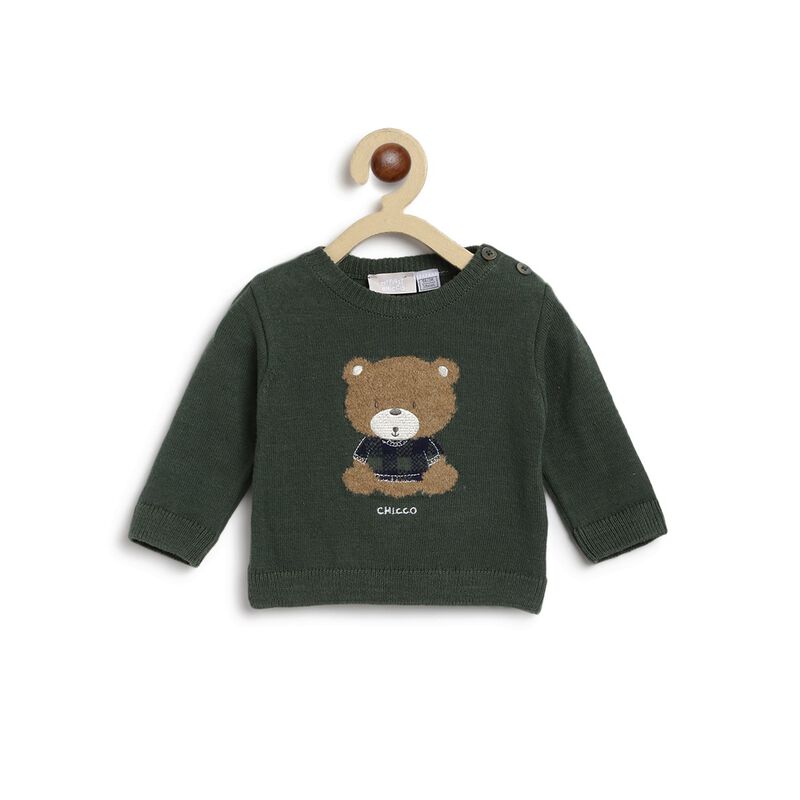Boys Dark Green Wool Blend Tricot Cardigan image number null